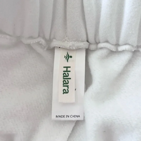 Halara High Waisted Pocket Wide Leg Fleece Casual Pants Sweatpants White - Picture 5 of 9